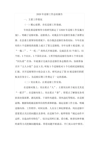 2020年巡察工作总结报告2篇 