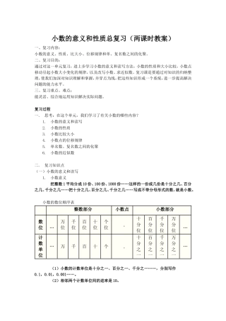 小学数学2011版本小学四年级复习小数的意义和性质