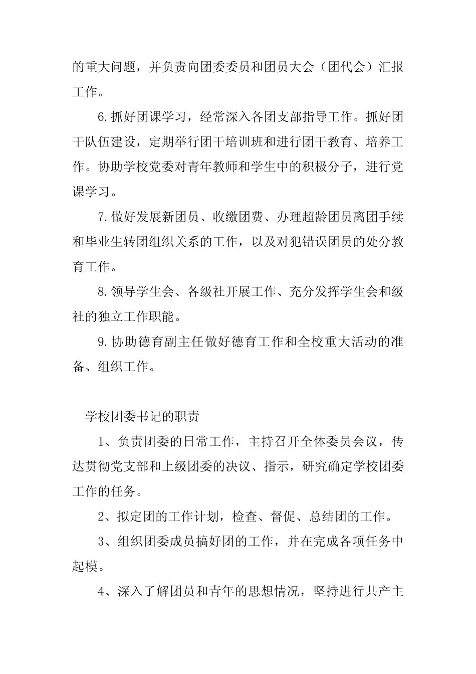 2024年团委书记岗位职责(5) _第2页
