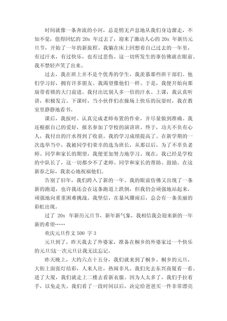 2023欢庆元旦作文500字精选7篇 _第2页