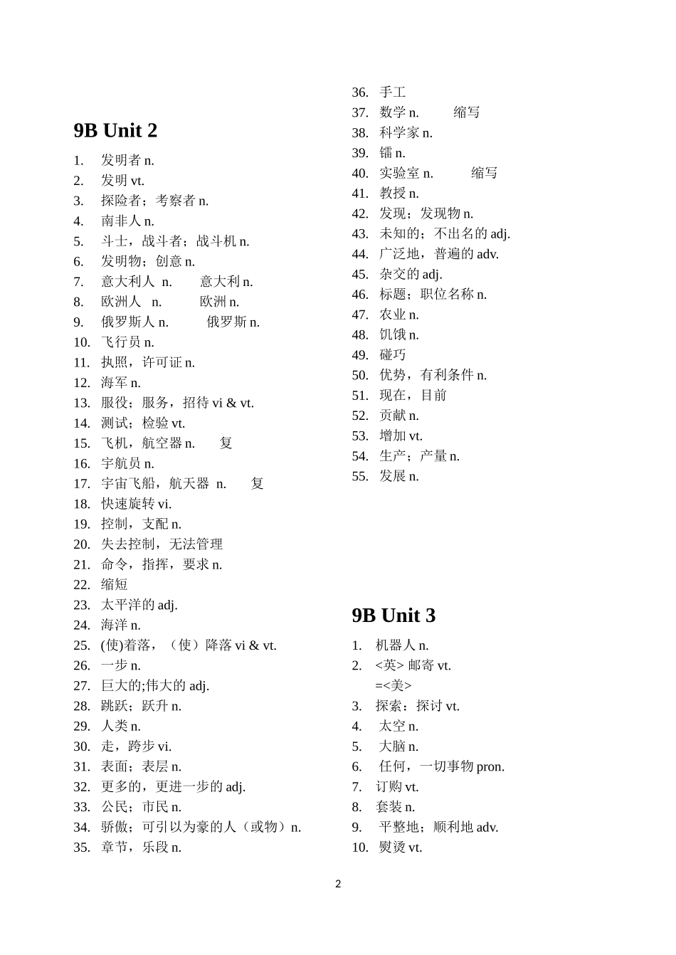 9B--1-4-单元单词默写表_第2页
