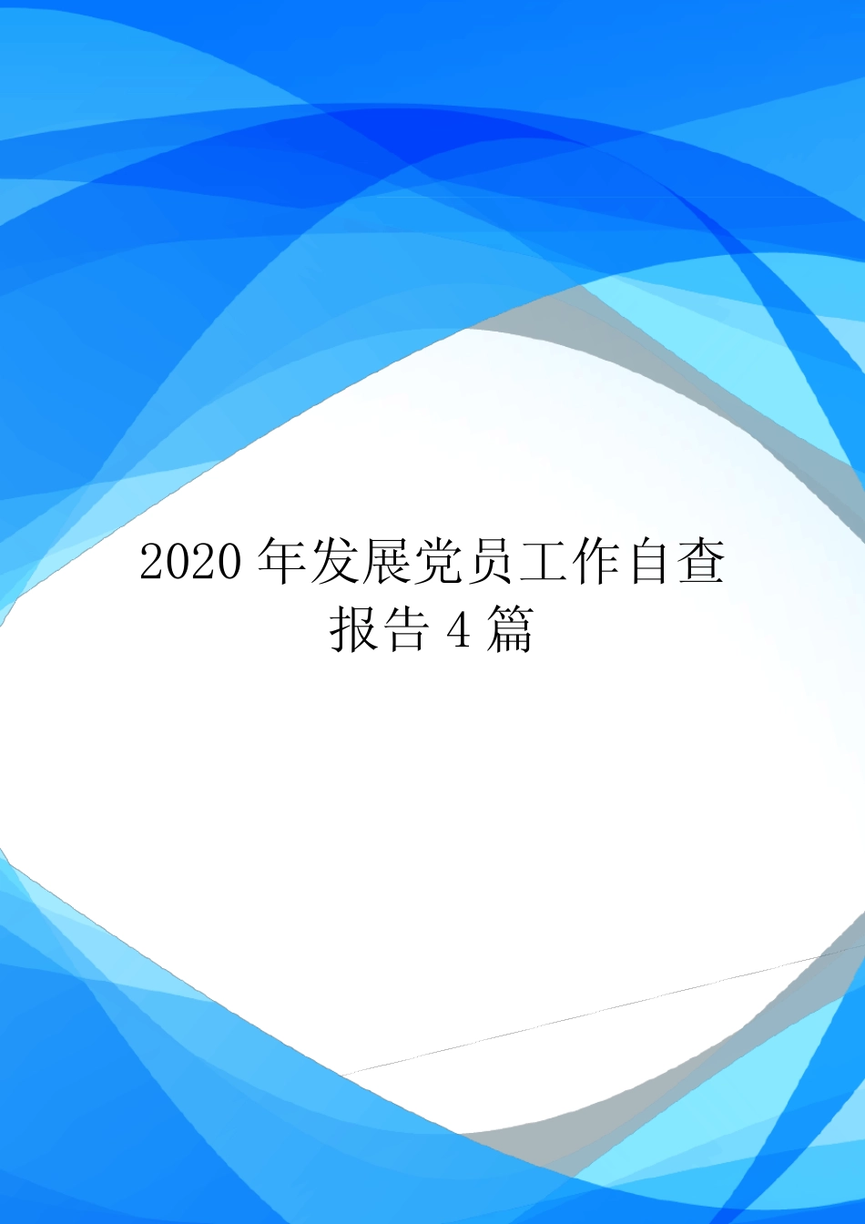 2020年发展党员工作自查报告4篇_第1页
