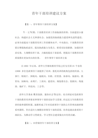 青年干部培训建议方案三篇