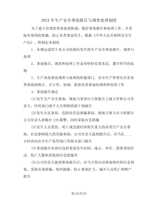 2024年生产安全事故报告与调查处理制度(二) 
