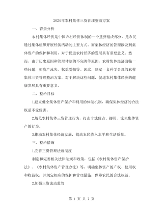 2024年农村集体三资管理整治方案(2)