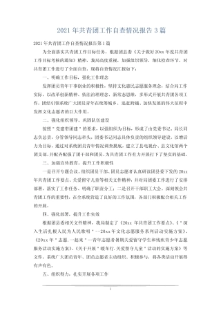 2021年共青团工作自查情况报告3篇