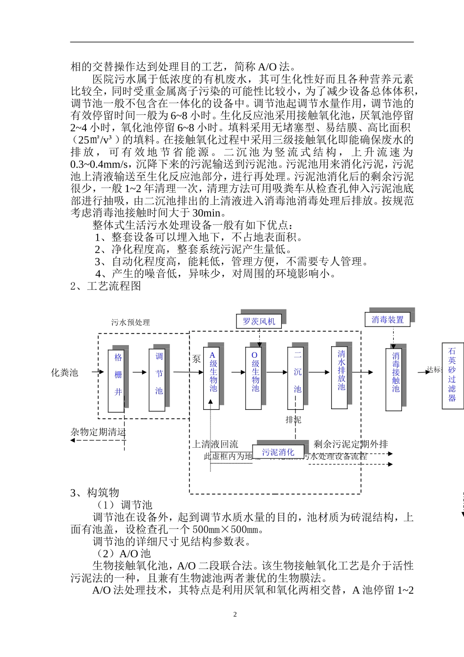 1000张床位医院一体化生活污水处理设计方案_第3页