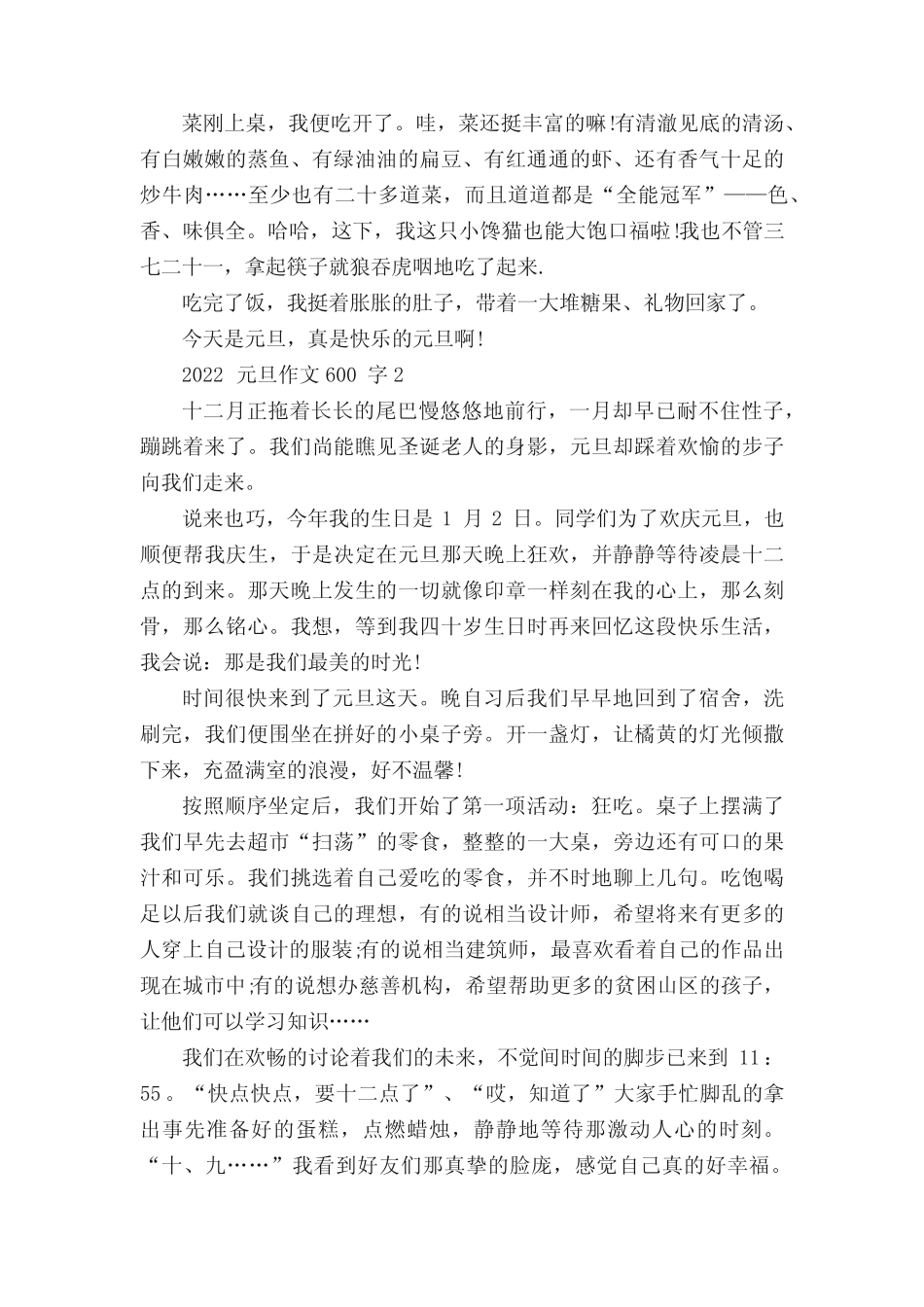 2022元旦作文600字5篇 _第2页