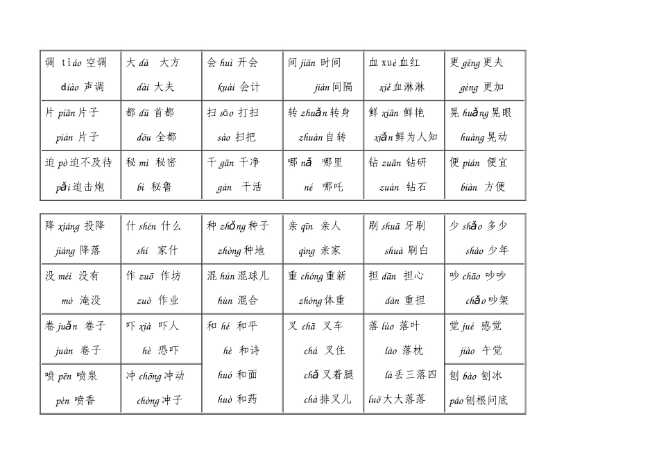 三年级上册多音字归总_第2页