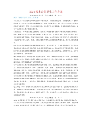 2024基本公共卫生工作计划2篇