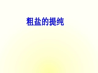 到实验室去：粗盐中难溶性杂质的去除