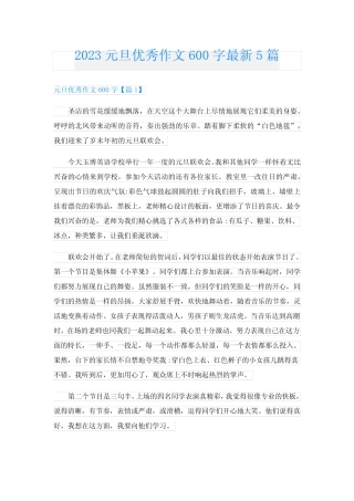 2023元旦优秀作文600字最新5篇 