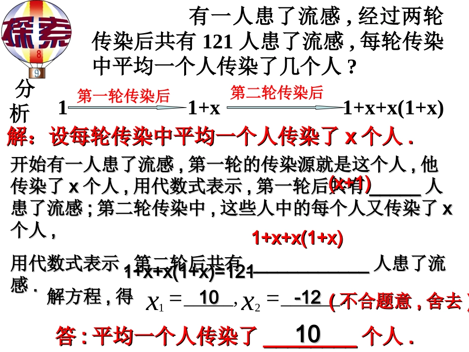 22.2.6一元二次方程应用题(1传播问题)_第2页