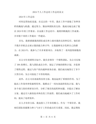 2024个人工作总结工作总结范文(二篇) 