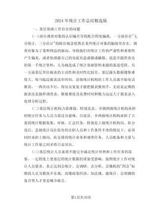 2024年统计工作总结精选版(三) 