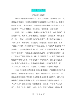 矿长团拜会致辞(最新篇)