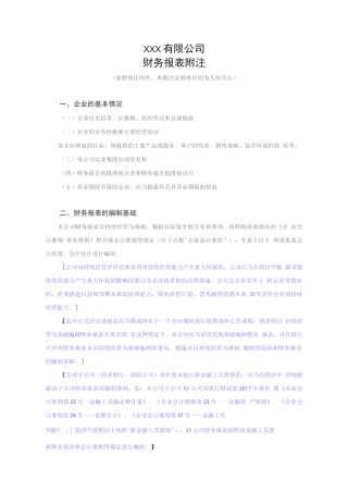 2022年版附注模板（合并）（包含新收入准则、新金融工具准则、新租赁准则相关科目）