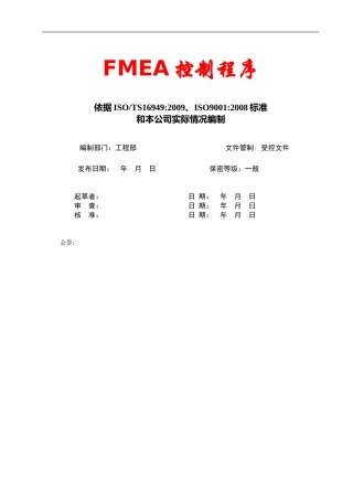 FMEA控制程序详细