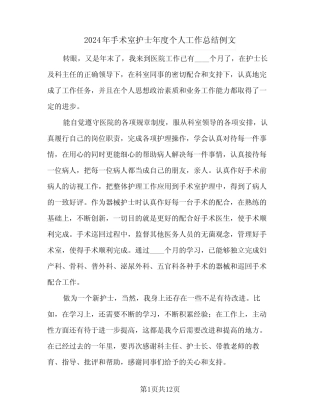 2024年手术室护士年度个人工作总结例文(5) 
