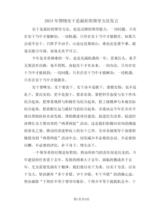 2024年围绕实干是最好的领导方法发言(二) 