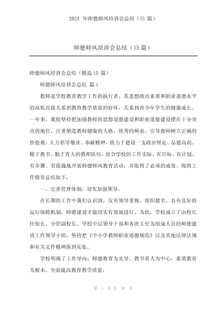 2024年师德师风培训会总结(15) 