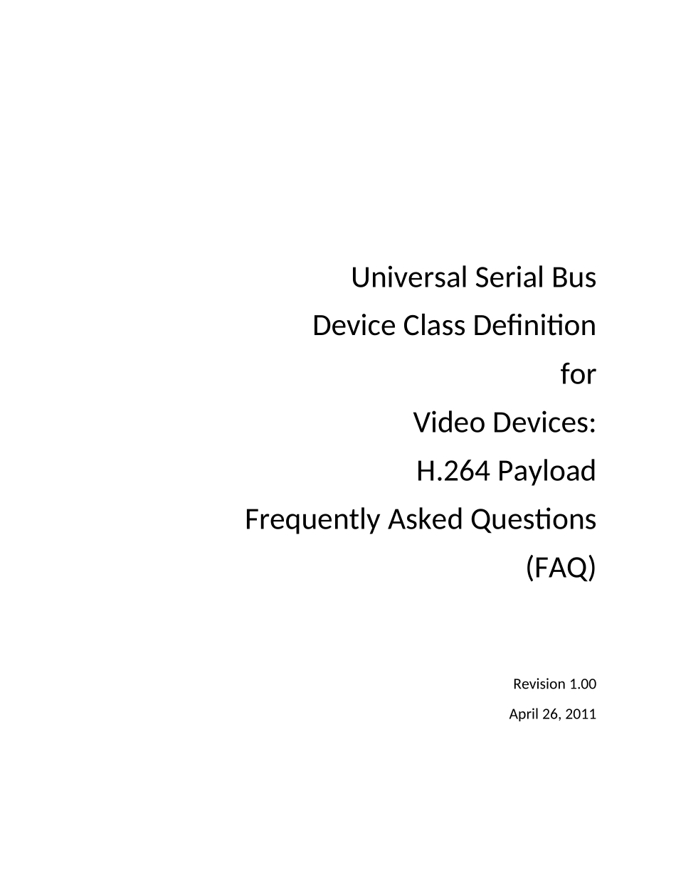 USB_Video_Payload_H 264_FAQ_1.0原版完整文件_第1页