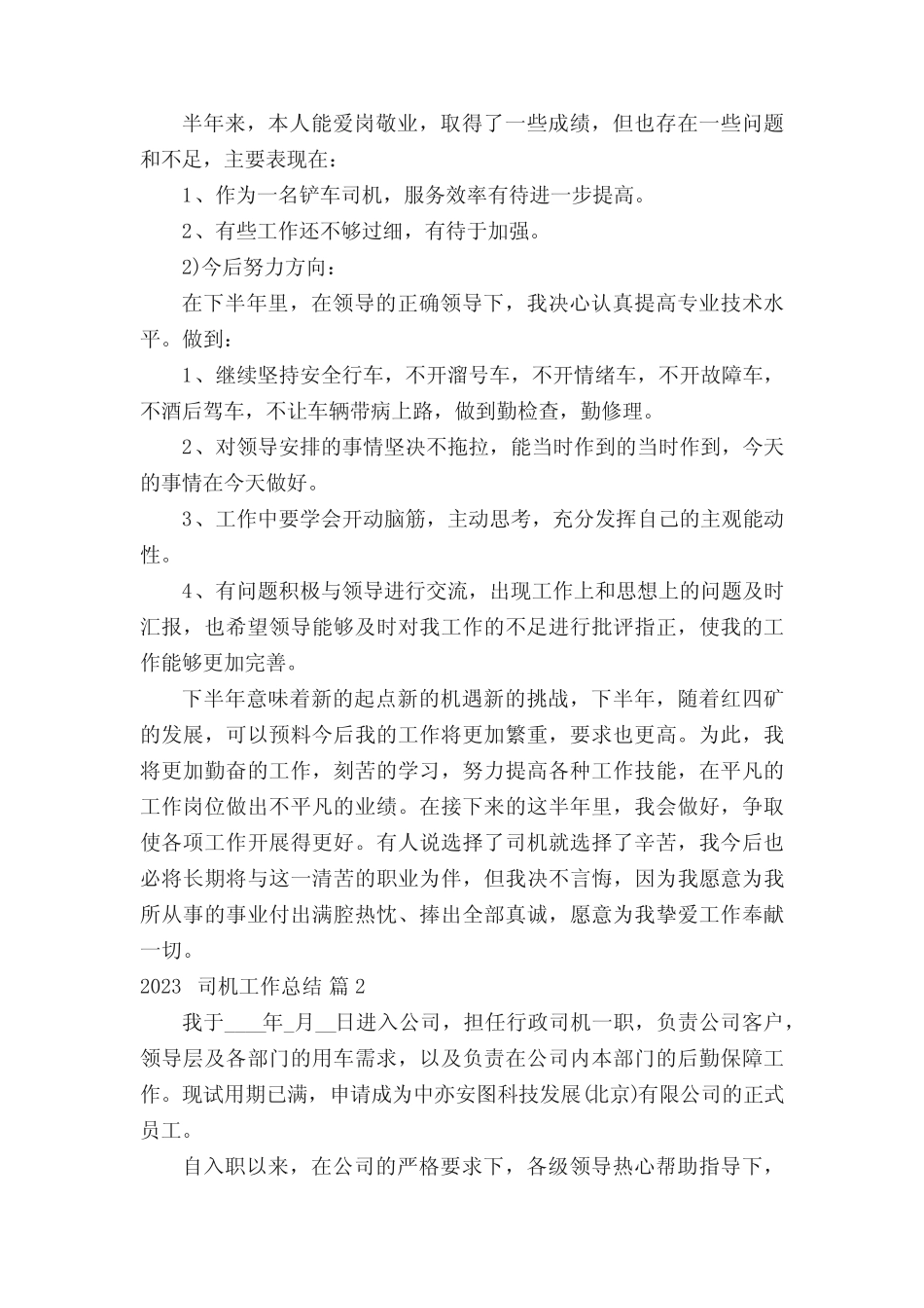 2023司机工作总结十篇 _第2页