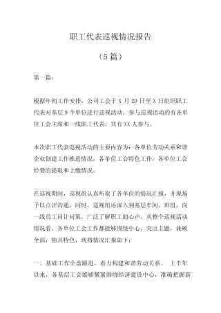 (5篇)职工代表巡视情况报告 