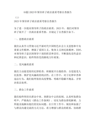 (6篇)2023年领导班子政治素质考察自查报告 