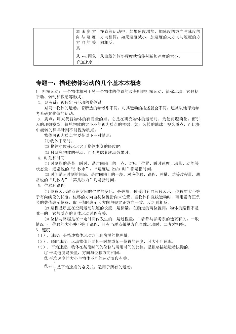 高中物理必修1知识清单_第2页