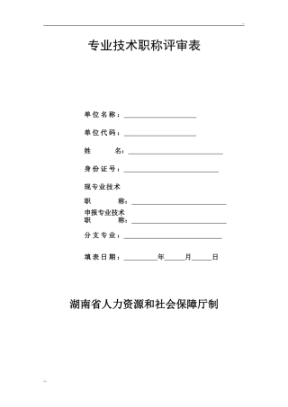 湖南省专业技术职称评审表