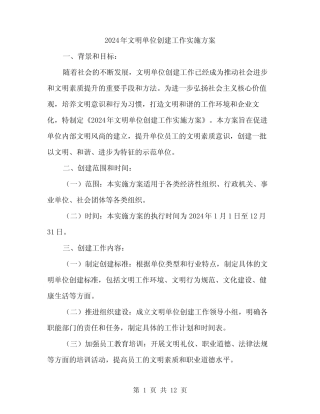 2024年文明单位创建工作实施方案(3)