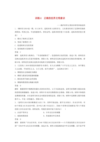 高考历史三轮冲刺 社会热点训练 主流历史意识 训练4 正确的世界文明意识-人教版高三全册历史试题