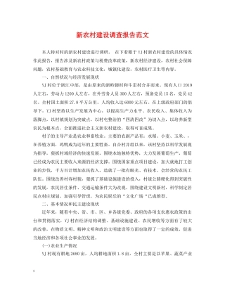 新农村建设调查报告范文 