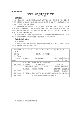 专题六：金属元素的梳理和综合
