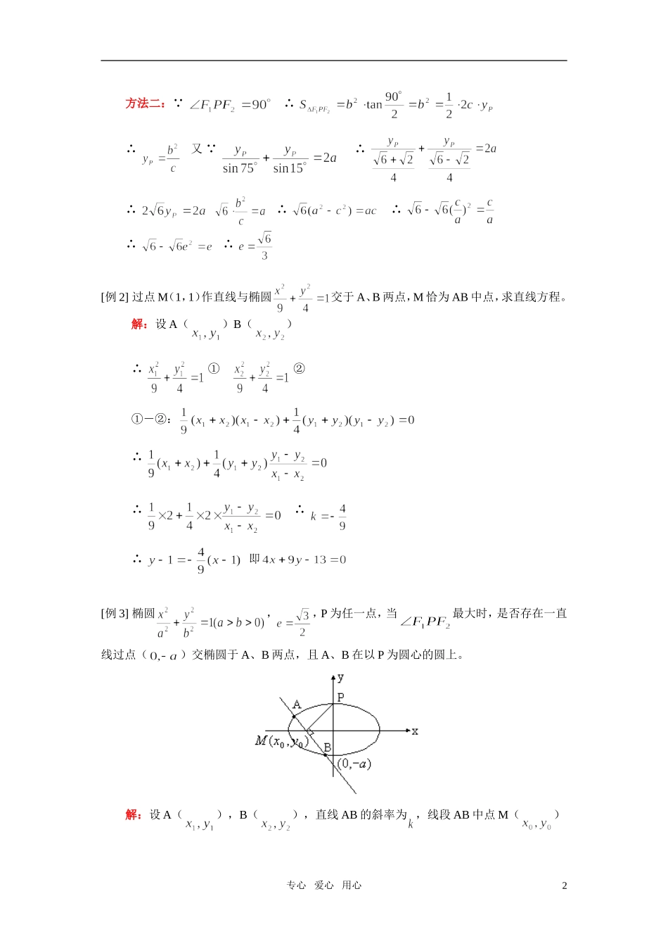 高二数学 椭圆的几何性质知识精讲 新人教版（文）_第2页