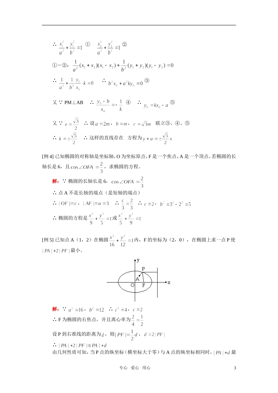 高二数学 椭圆的几何性质知识精讲 新人教版（文）_第3页