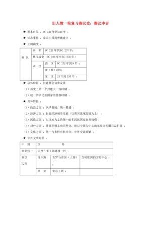 高考历史旧人教一轮复习秦汉史：序言