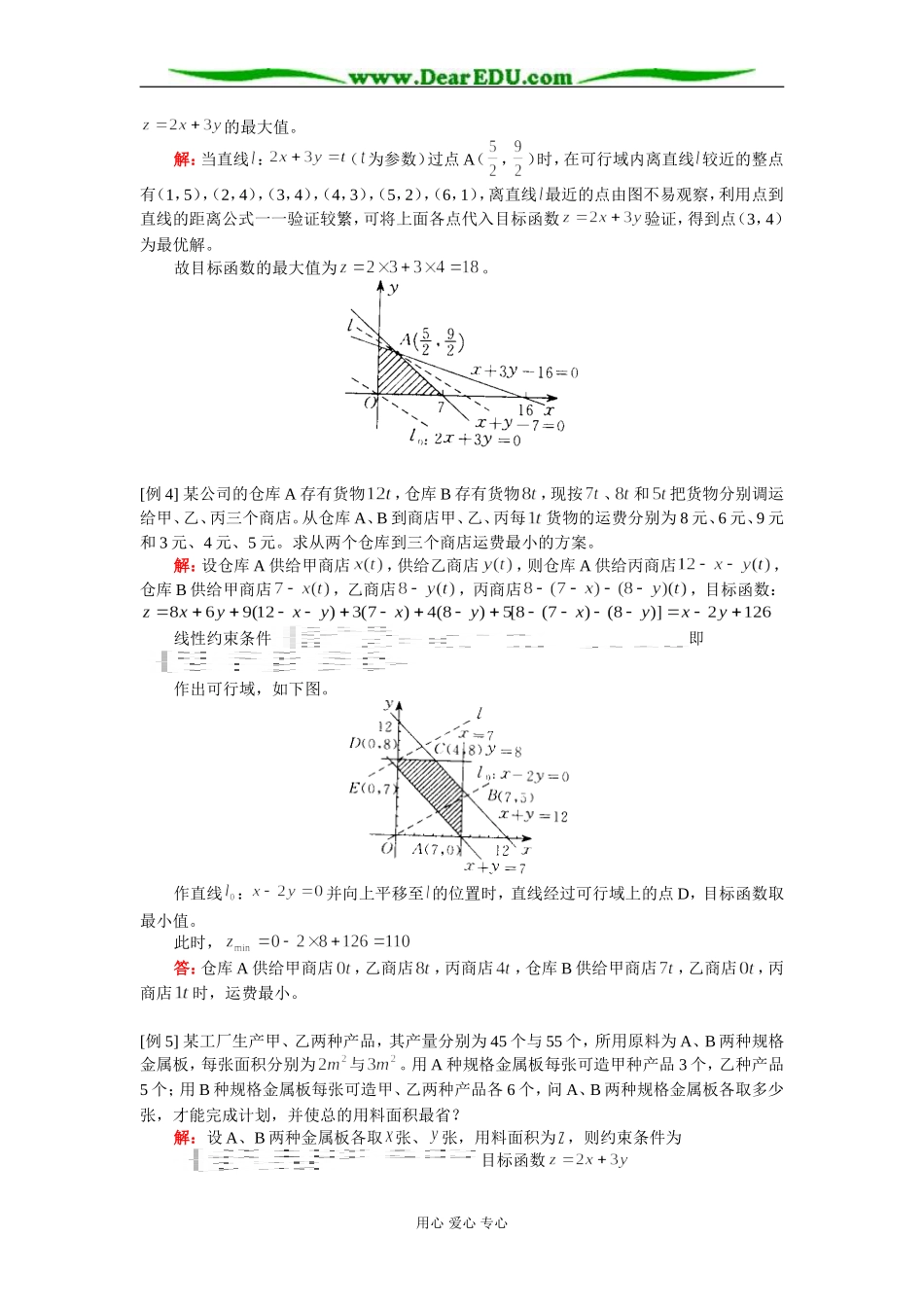 高二数学简单的线性规则、线性规划的实际应用知识精讲 人教版_第2页