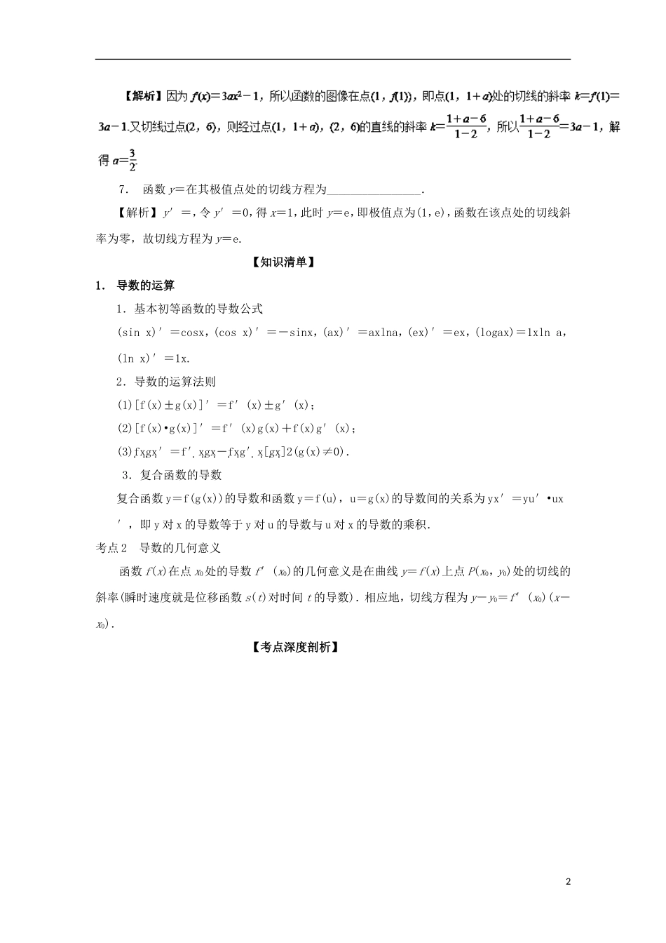 （江苏版）高考数学一轮复习 专题3.1 导数概念及其运算（讲）-江苏版高三全册数学试题_第2页
