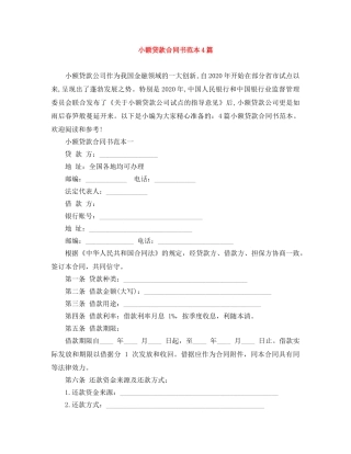 小额贷款合同书范本4篇 