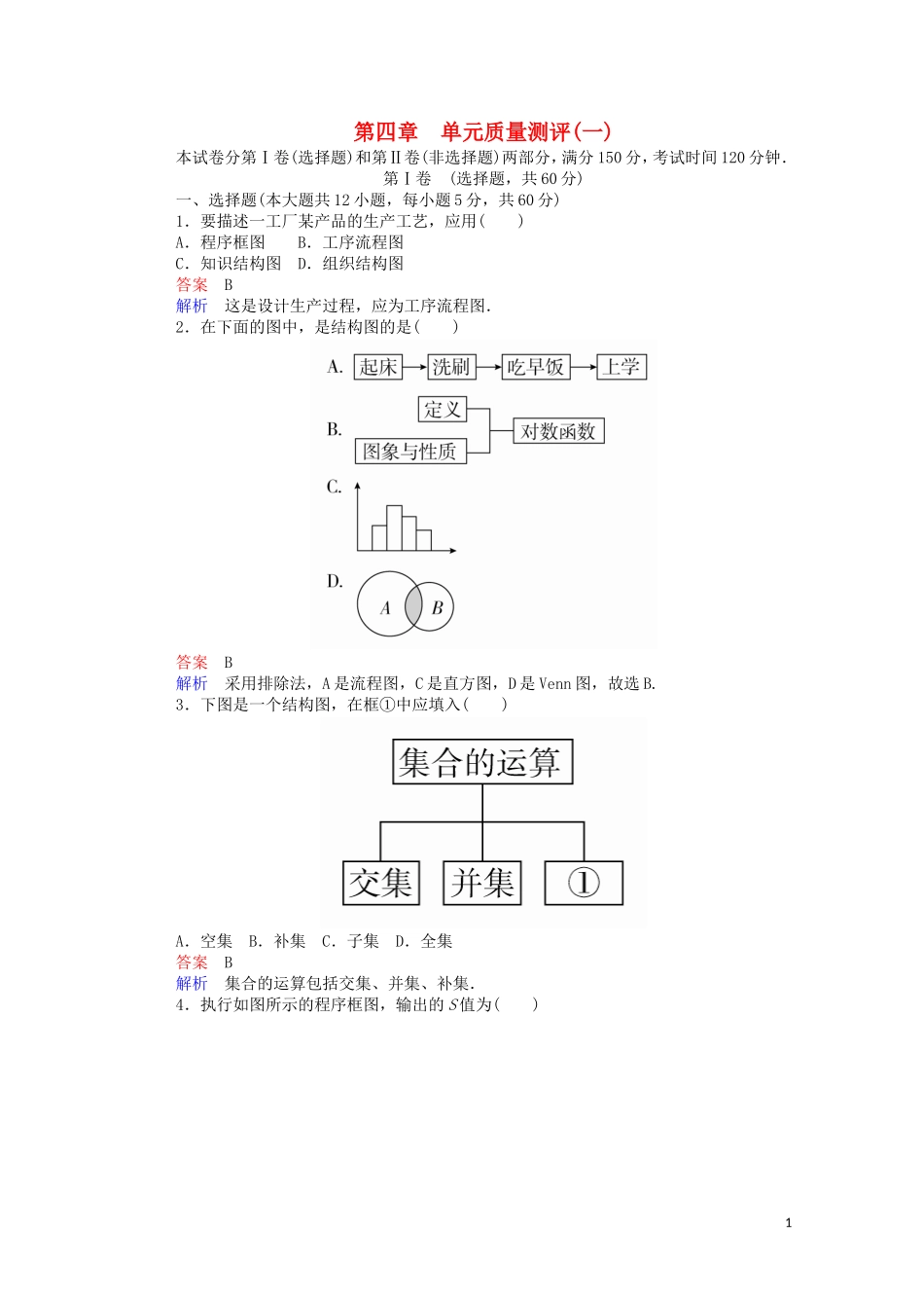 高中数学 第四章 单元质量测评（一）（含解析）新人教A版选修1-2-新人教A版高二选修1-2数学试题_第1页