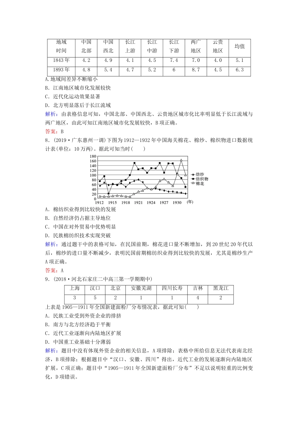 （新课标）高考历史一轮总复习 第8单元 近代中国经济与近现代社会生活的变迁 8-16 近代中国经济结构的变动与资本主义的曲折发展限时训练（含解析）新人教版-新人教版高三全册历史试题_第3页