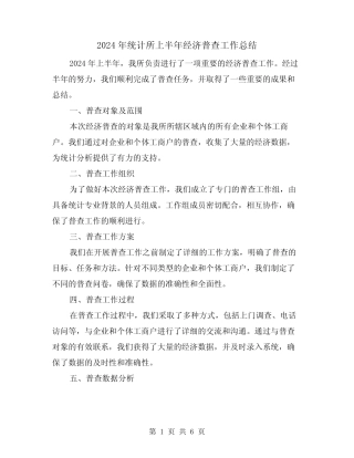 2024年统计所上半年经济普查工作总结(2) 