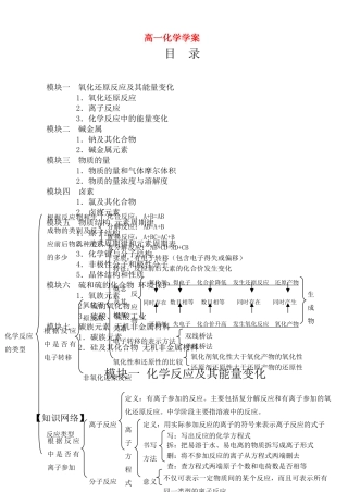 高一化学模块一 化学反应及其能量变化
