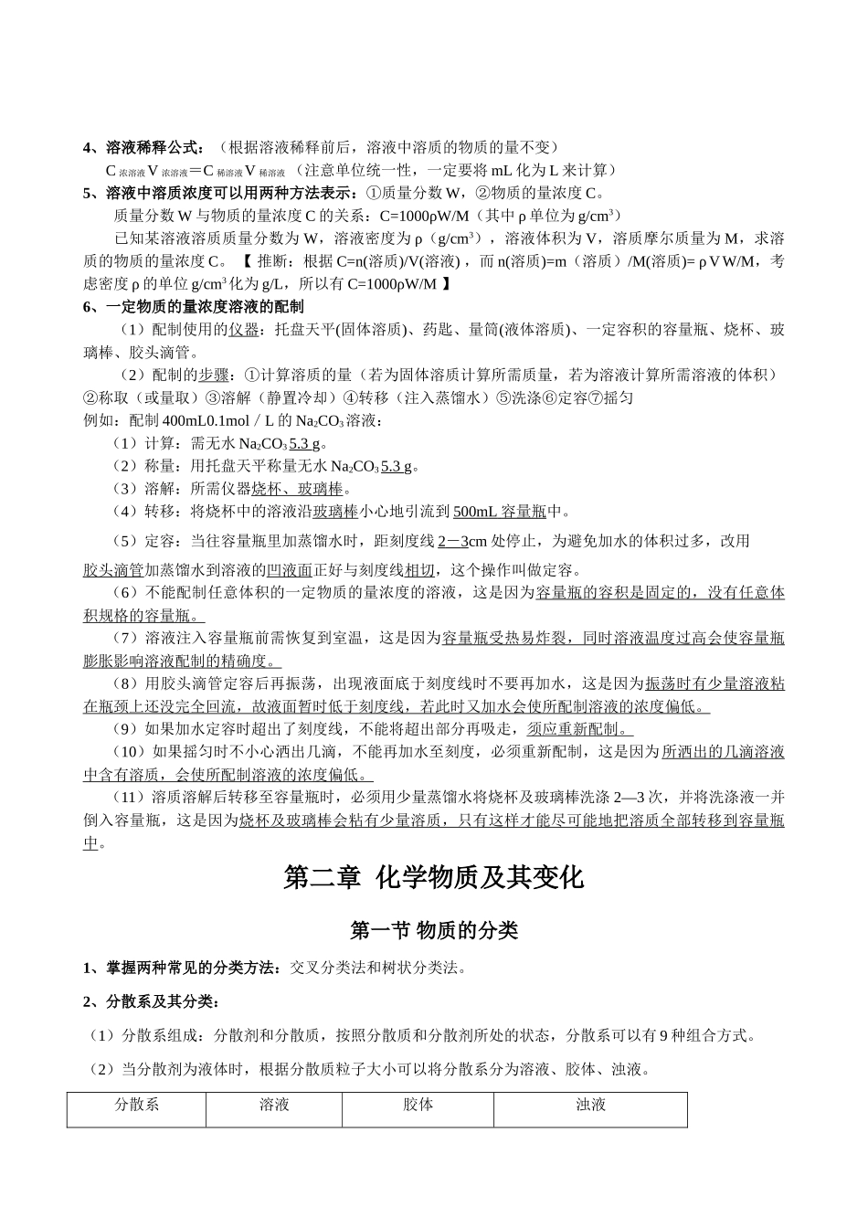 高一化学从第一章到第最后一章各章复习提纲人教版必修1_第3页