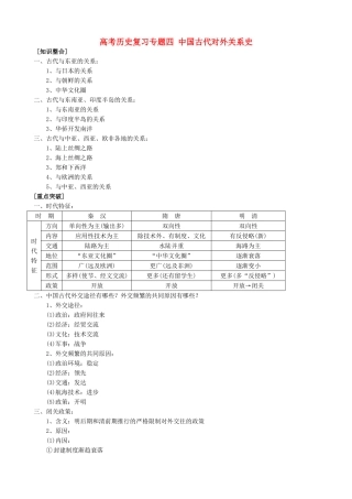 高考历史复习专题四 中国古代对外关系史