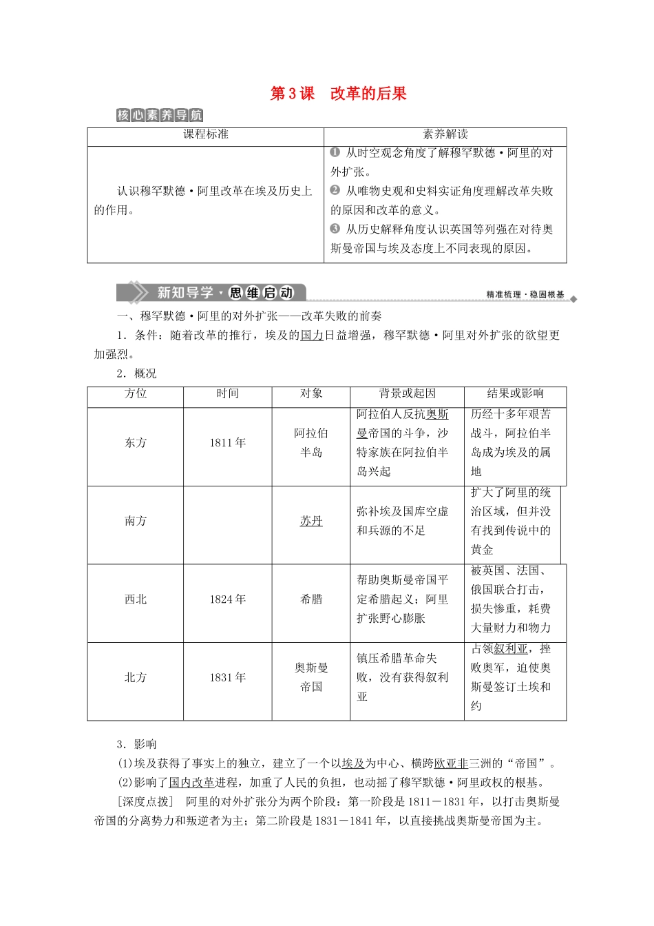 高中历史 第六单元 穆罕默德阿里改革 第3课 改革的后果学案 新人教版选修1-新人教版高二选修1历史学案_第1页