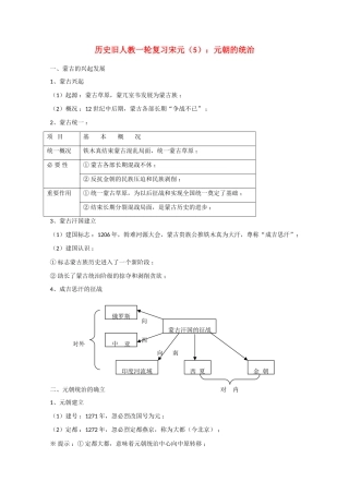 高考历史旧人教一轮复习宋元（5）：元朝的统治