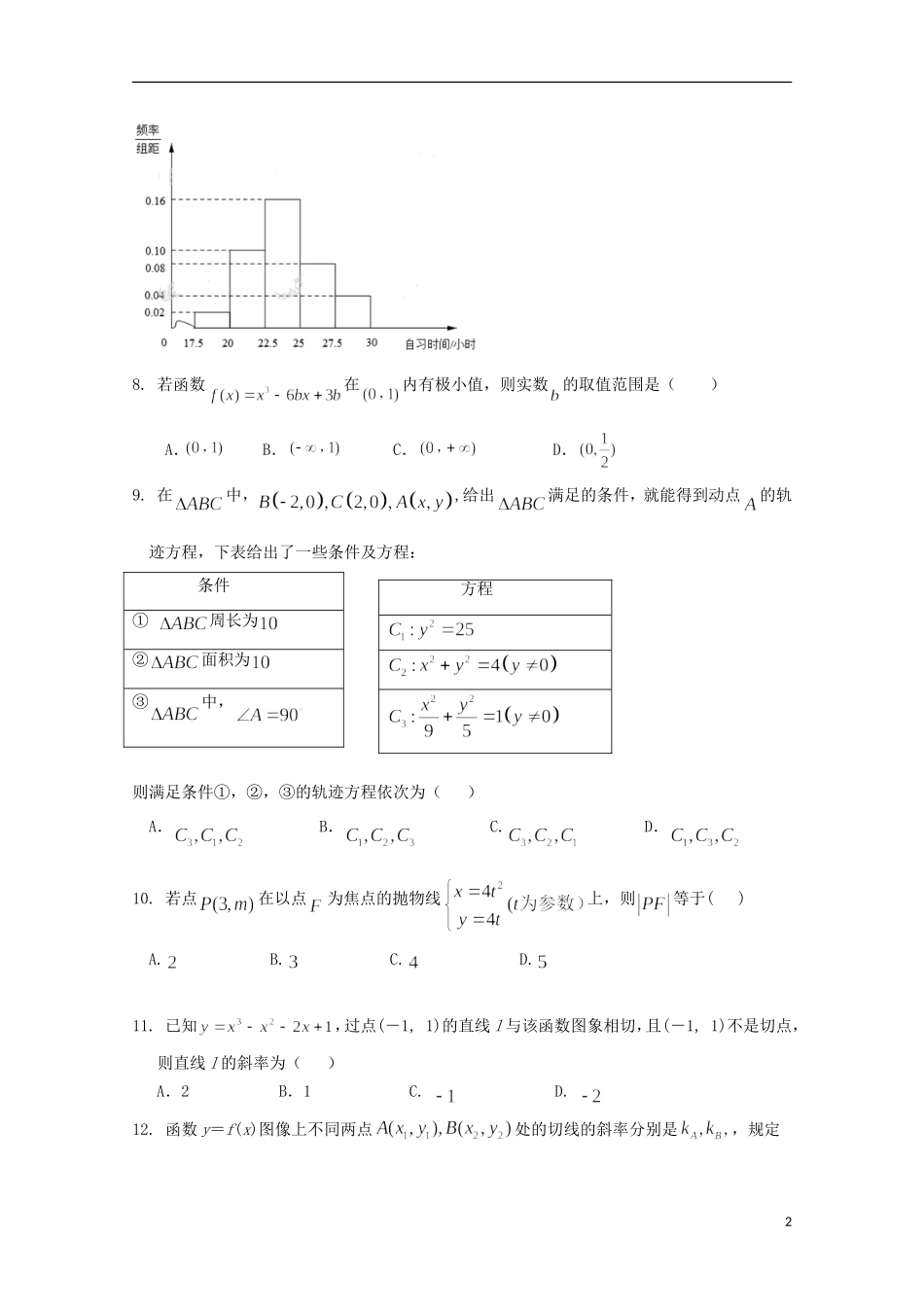 湖北省孝感市八校高二数学7月联合考试试题 文-人教版高二全册数学试题_第2页